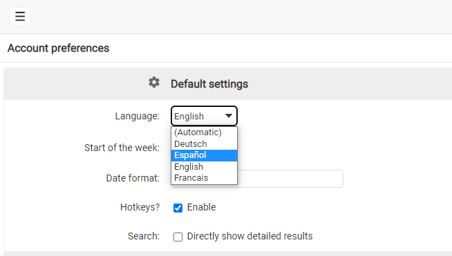 Language settings - Choose your preferred language
