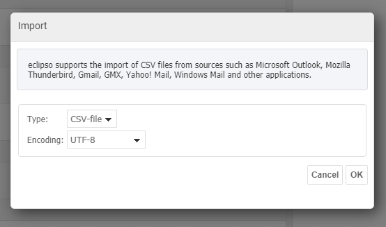 Import - Step 1 - Select CSV format