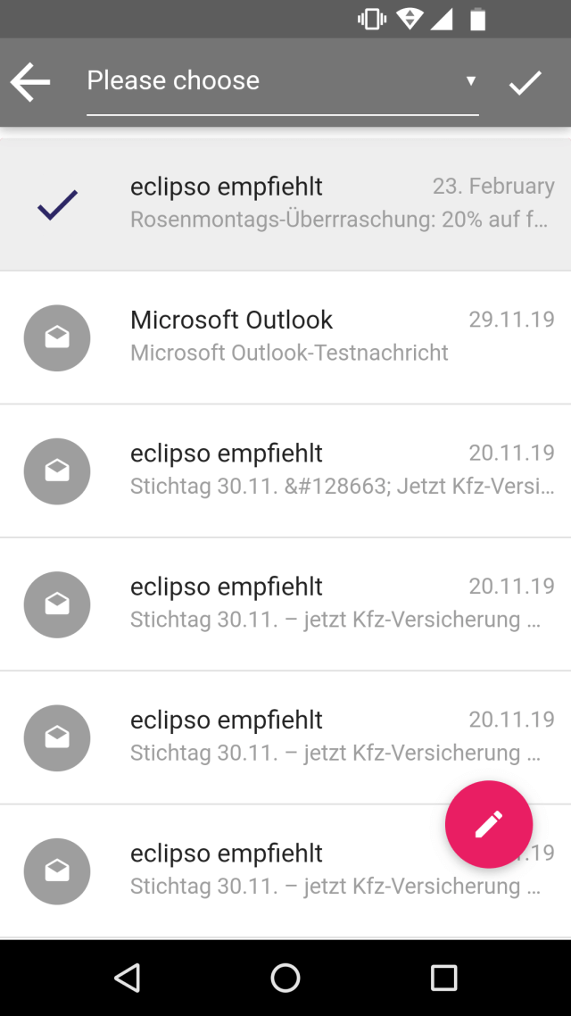 Android app move Email to folder