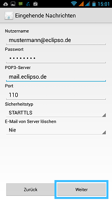 Android: Sicherheitstyp: STARTTLS