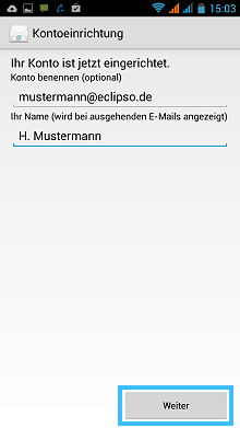 Android: Kontoeinrichtung abschließen