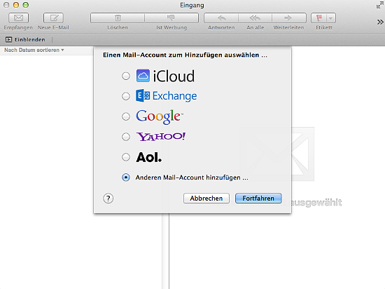 POP3 E-Mail Konto auf dem Mac anlegen