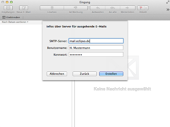 Apple Mail - Server für ausgehende E-Mails