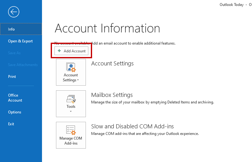 set up outlook email account