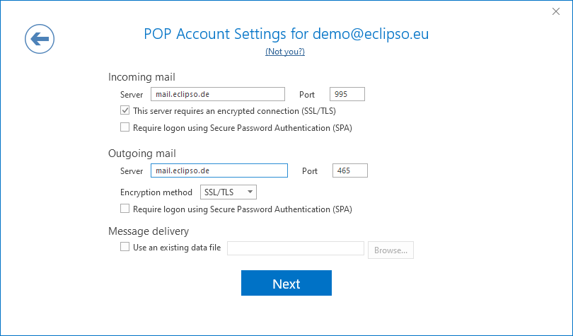 How to set up an POP account on Outlook 2019 / 365 - Help