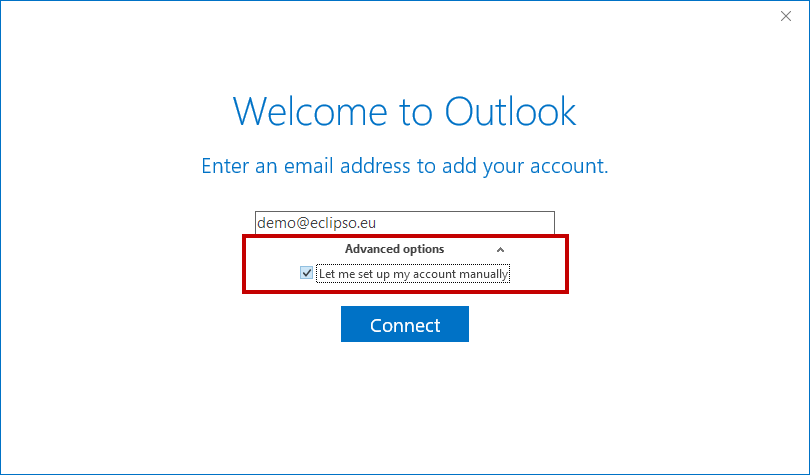 Microsoft Outlook 2019 / 365 - Set up account manually