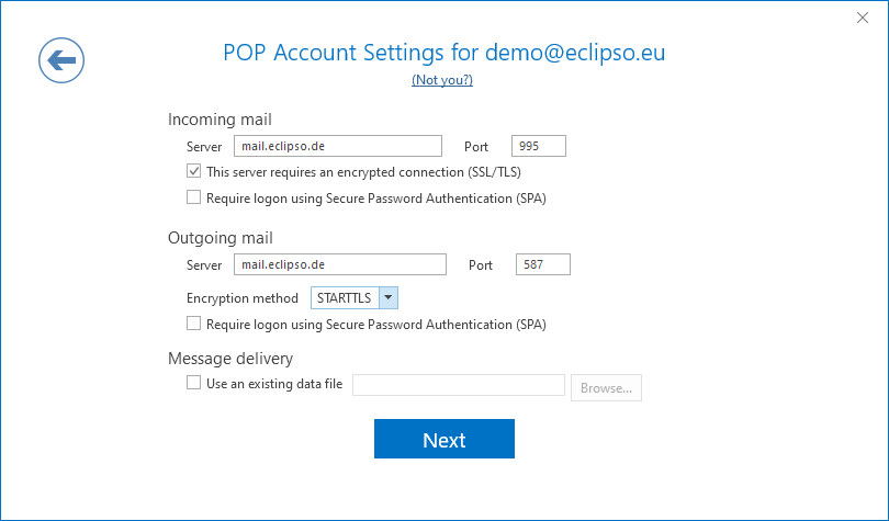 office 365 email setting