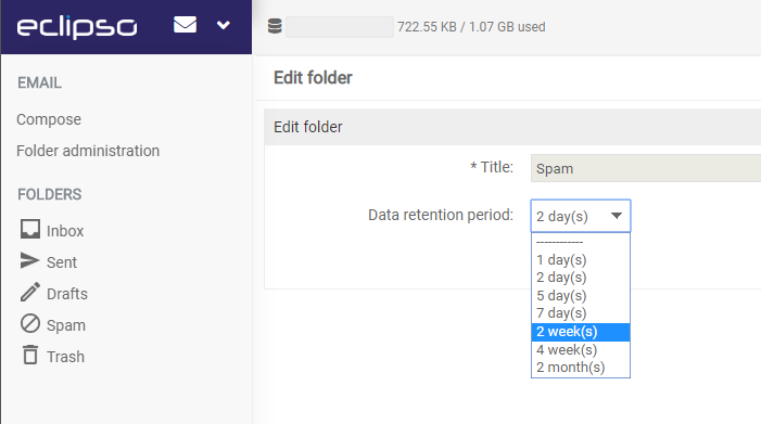 Set email retention time