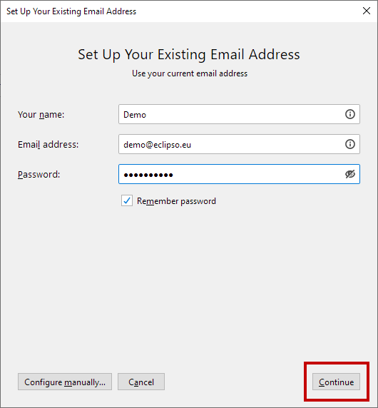 setting up mozilla thunderbird email